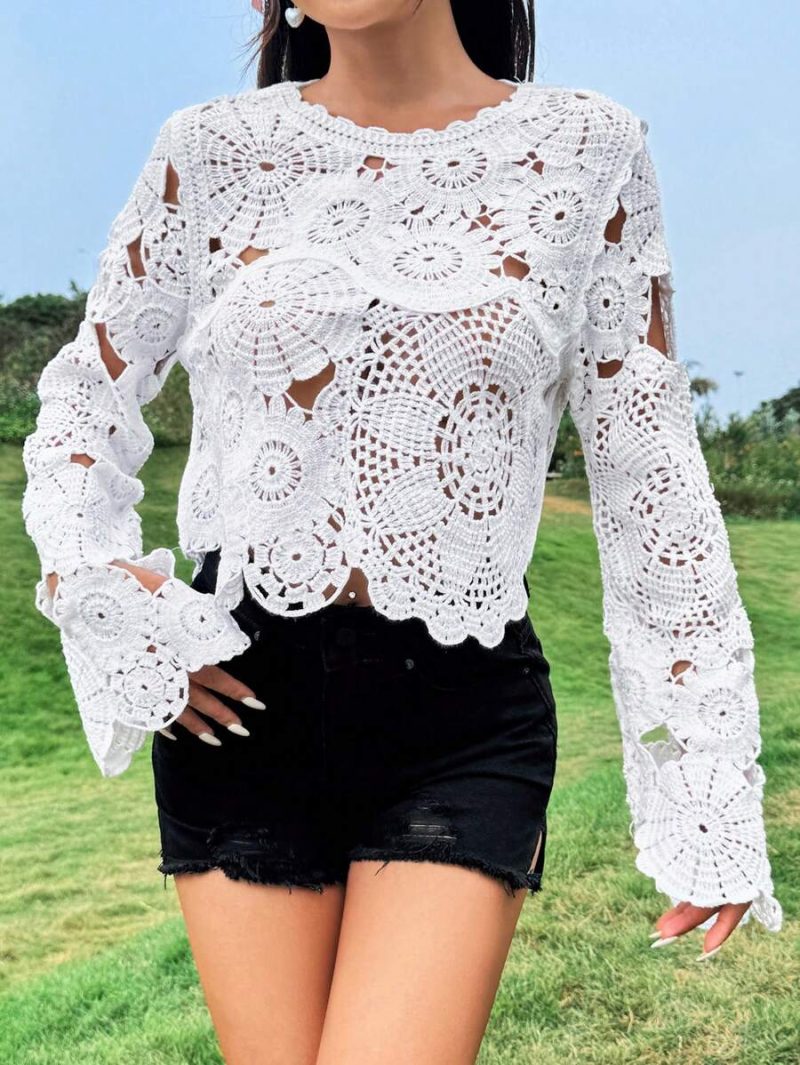 Crocheted Socialite Hollow Out Top: Fashionable - Image 5