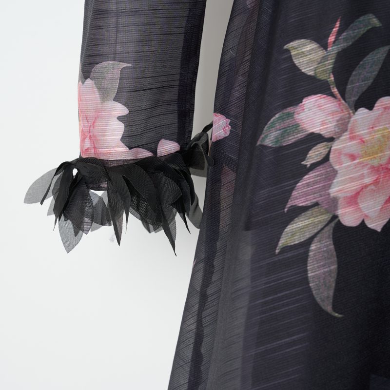 Fashionable Black Camellia Lace Three-Dimensional Big Dress - Image 6