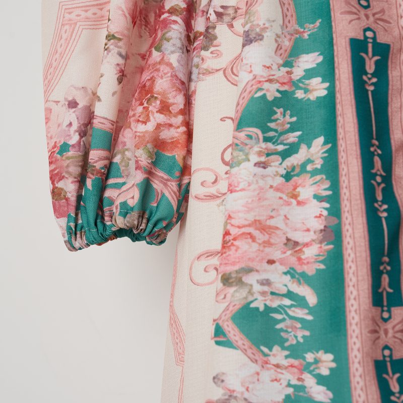 Elegant Vacation Style Retro Long Dress with Positioning Print - Image 6