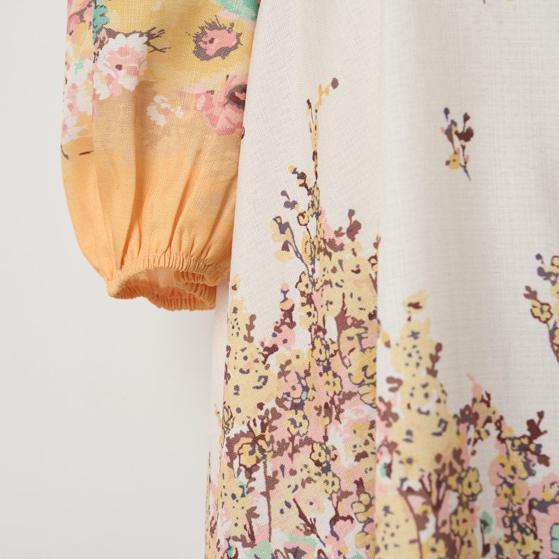 Elegant Flower Print Single-Breasted Mid-Length Dress - Image 6