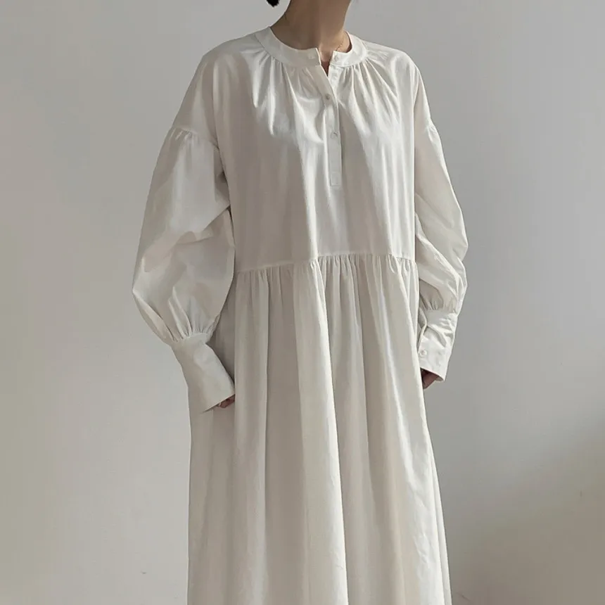 Vintage Eco Long Dress: Puff Sleeve - Image 3