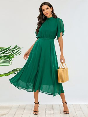 Plus Size Petal Sleeve Swing Dress