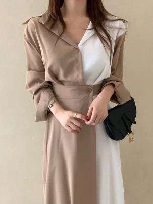 Sustainable Patchwork Shirt Dress