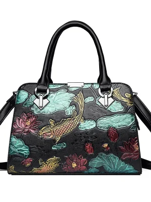 Chinese Style Wealth Fish Shoulder Croosbody Bags for Women 2023 Ladies Luxury Designer High Quality Leather Purse and Handbags