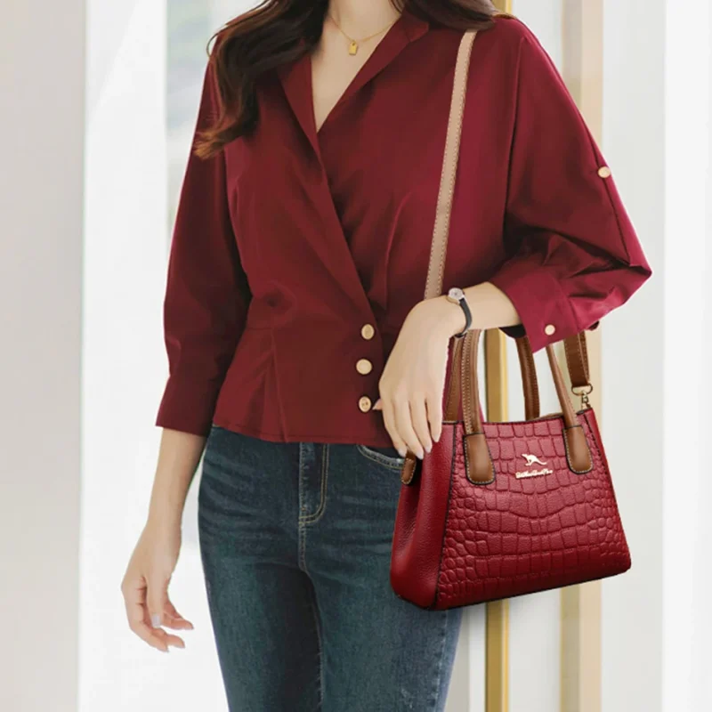 Eco-Friendly Croc Pattern Leather Bags - Image 3