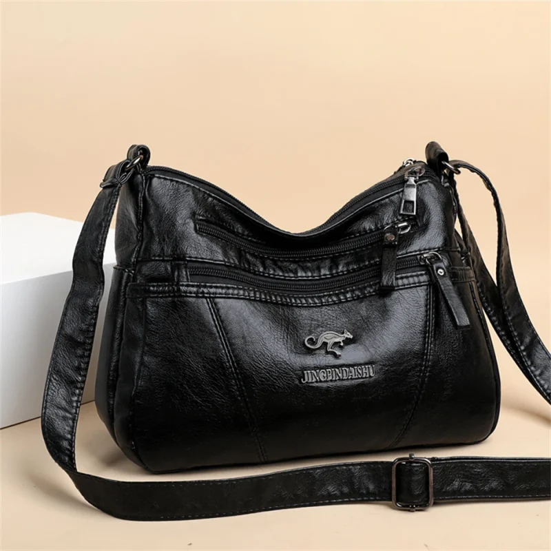 Black Eco Tote Bag, Designer PU Leather - Image 5