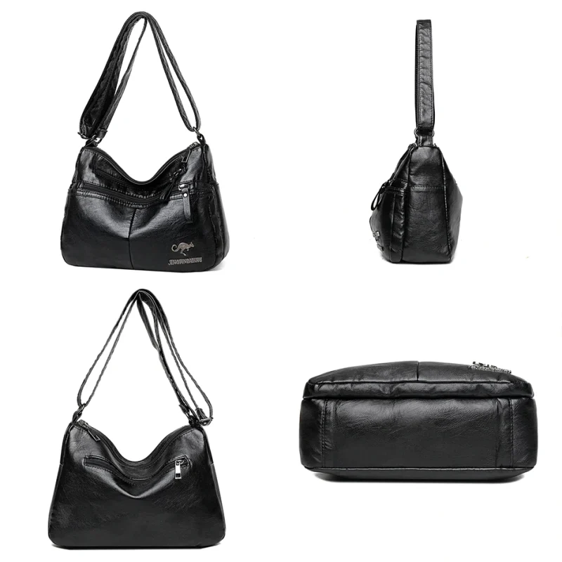 Black Eco Tote Bag, Designer PU Leather - Image 3