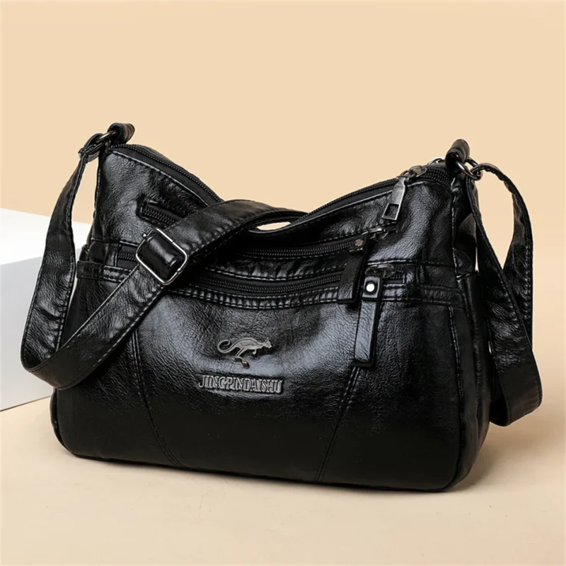Black Eco Tote Bag, Designer PU Leather - Image 6