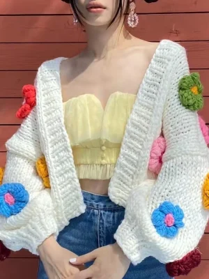 Kawaii Flower Eco Cardigan: Harajuku Y2K