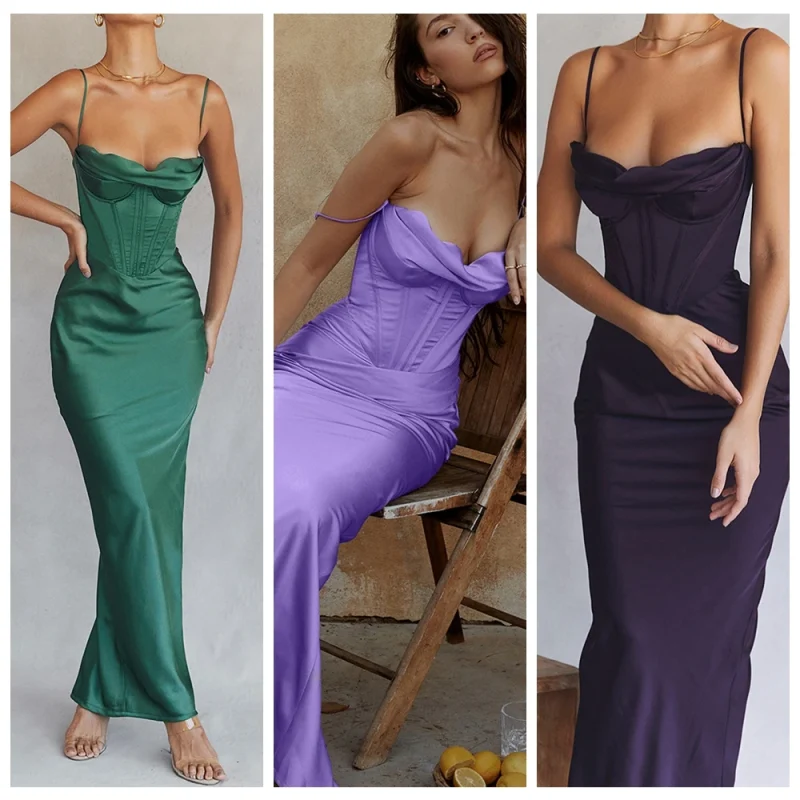 Party Maxi: Pink Satin Eco Dress - Image 4