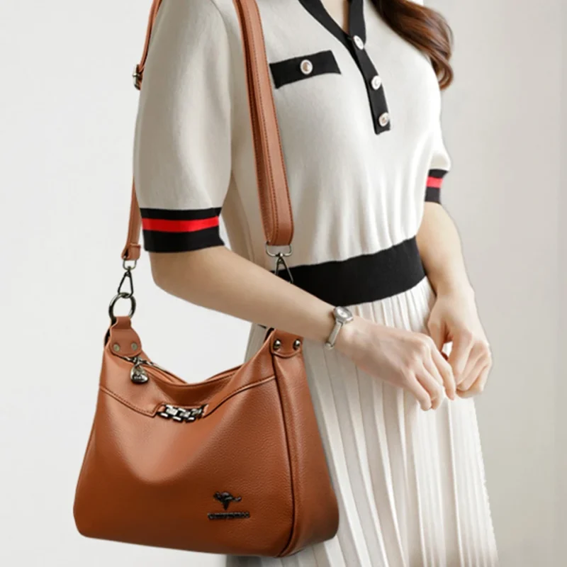 Many Pockets Chic Eco Leather Crossbody Bag - Image 3