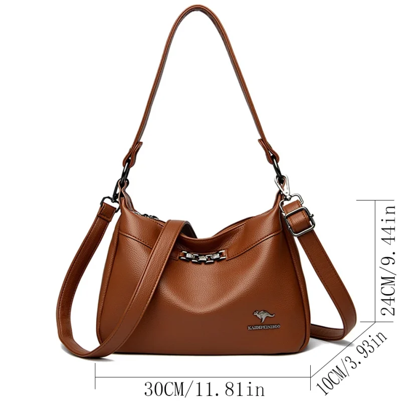 Many Pockets Chic Eco Leather Crossbody Bag - Image 4
