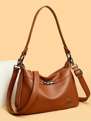 Many Pockets Chic Eco Leather Crossbody Bag