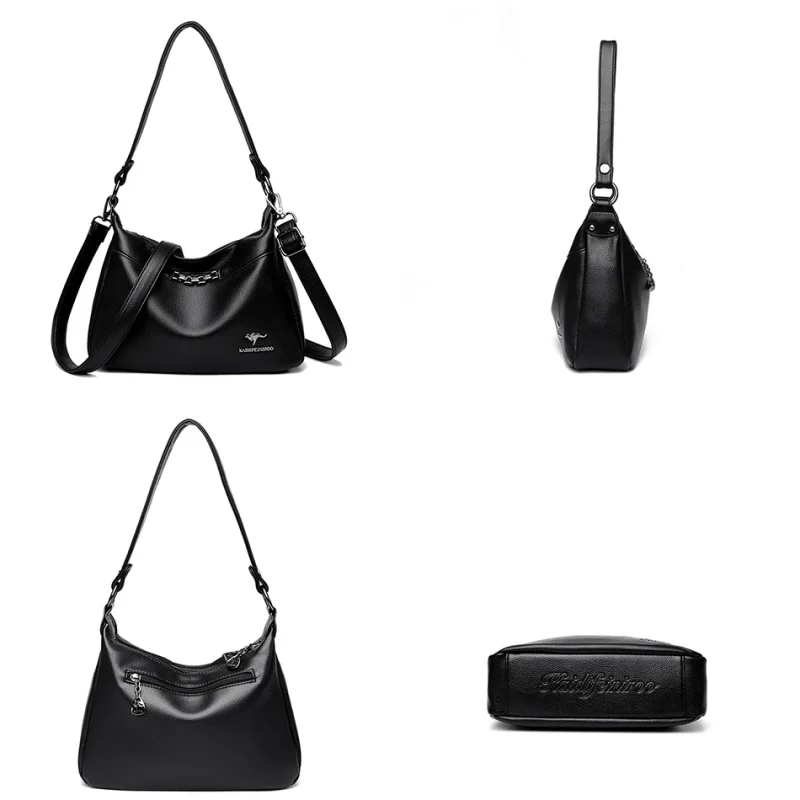Many Pockets Chic Eco Leather Crossbody Bag - Image 5