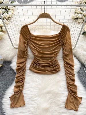 Mesh Eco Blouse, Puff Sleeve, Femme