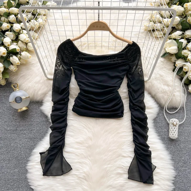 Mesh Eco Blouse, Puff Sleeve, Femme - Image 5