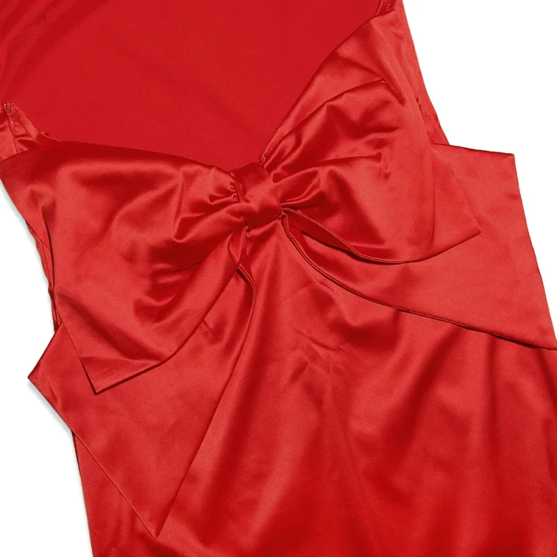Maxi Eco Satin Party Dress Bow - Image 6
