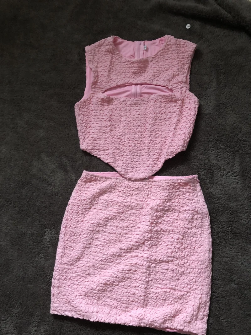Pink 2-Piece Cut-Out Dress Set - Image 6