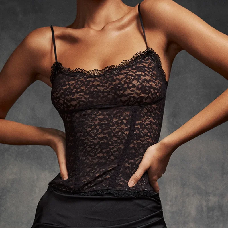 Satin 2-Piece Set: Lace Crop Top & Long Skirt - Image 5