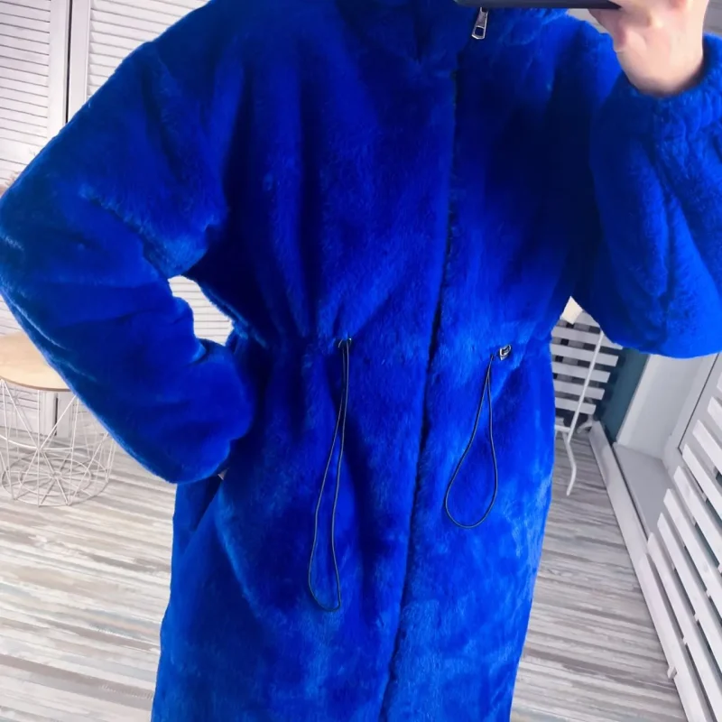 Cozy Blue Faux Fur Hooded Coat - Image 3