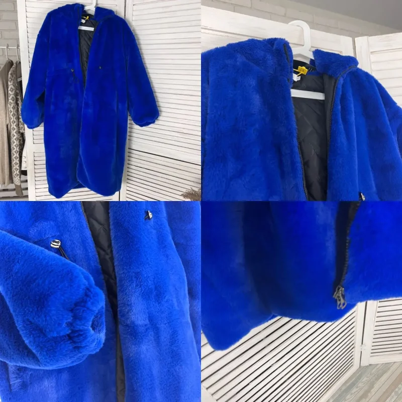 Cozy Blue Faux Fur Hooded Coat - Image 4