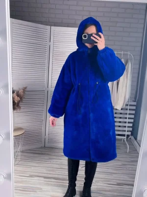 Cozy Blue Faux Fur Hooded Coat