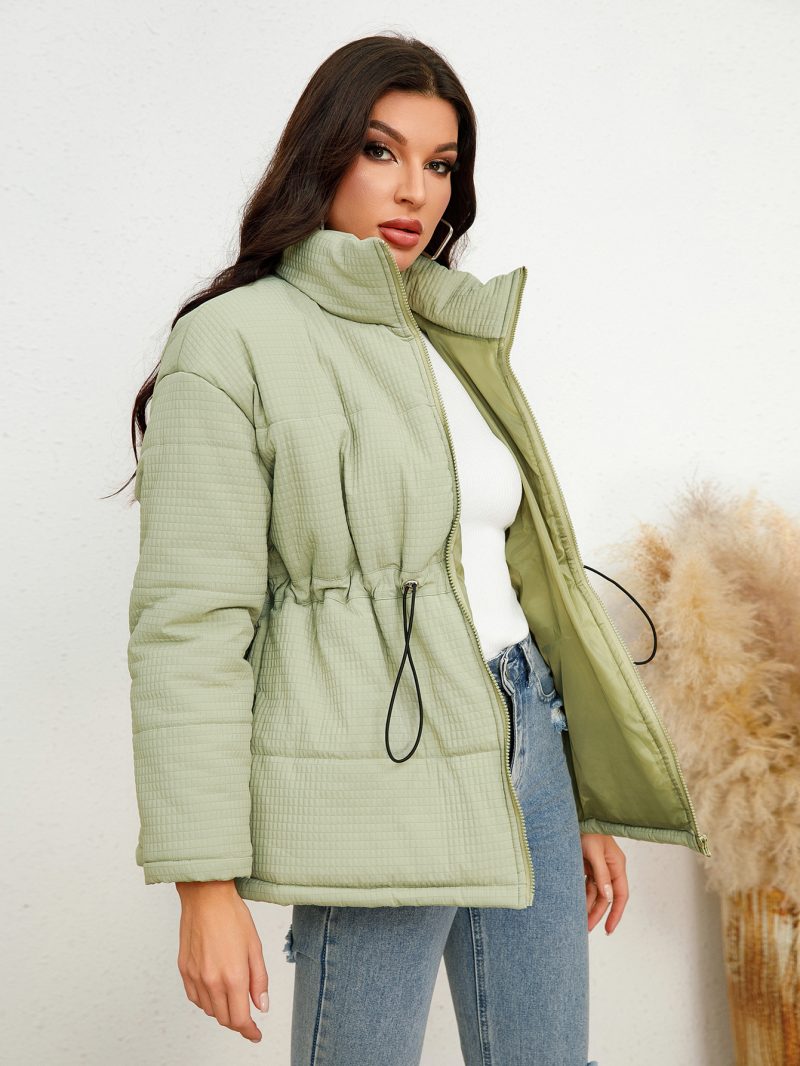 Winter Loose Corduroy Cotton Coat with Collar and Drawstring - Image 3