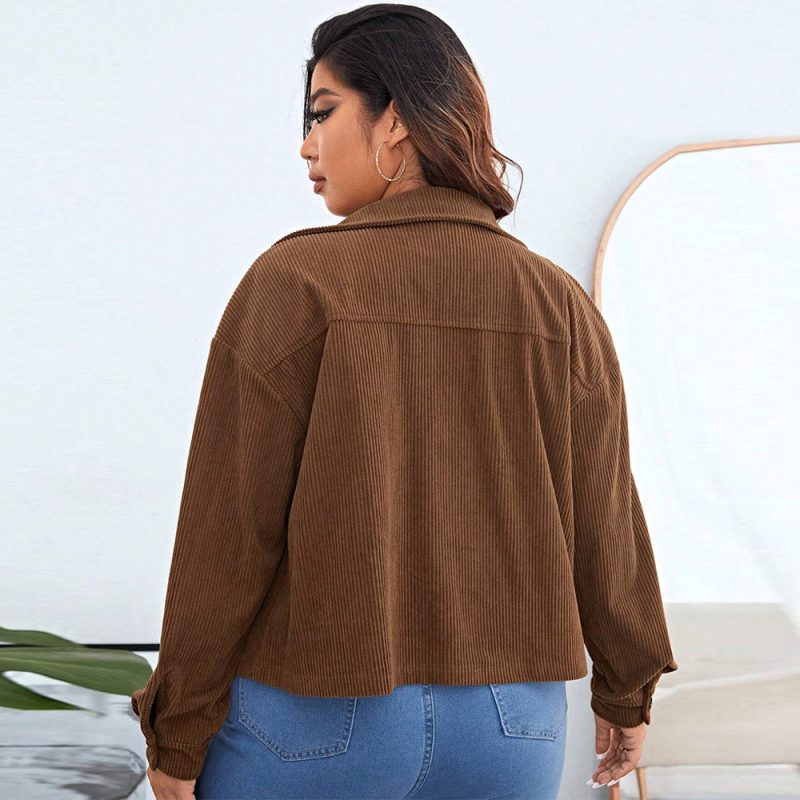 Plus Size Autumn Winter Corduroy Jacket - Image 2