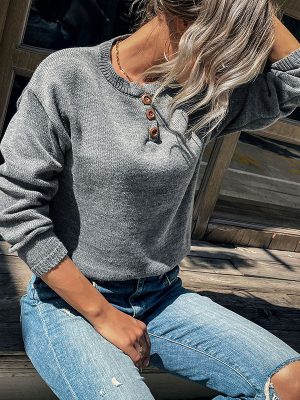 Cozy Solid Color Long Sleeve Sweater for Stylish Autumn Days