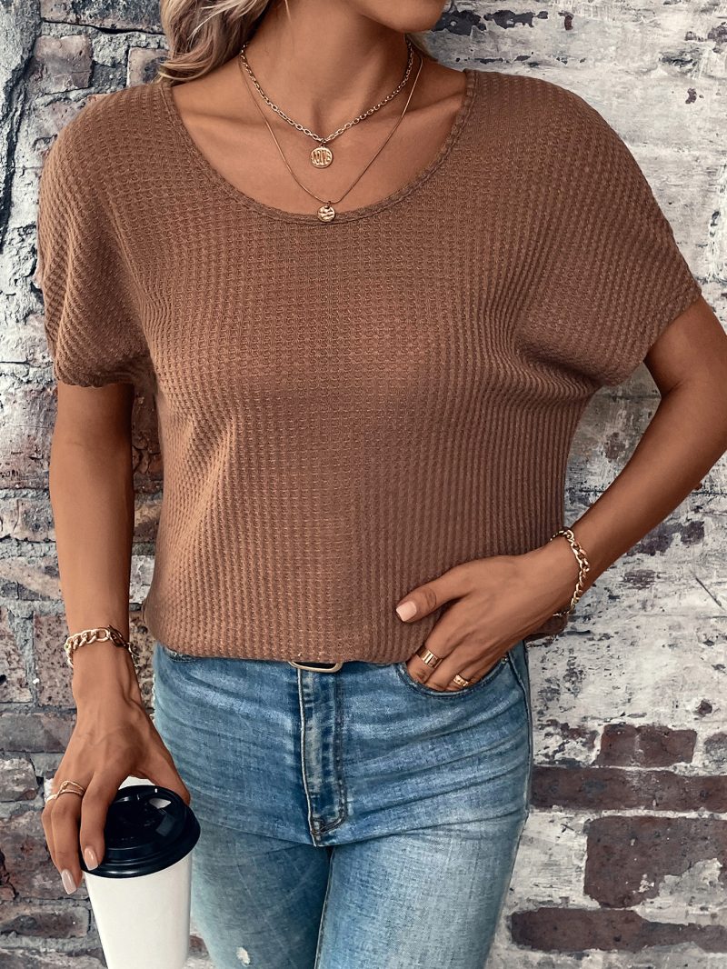 Loose Slimming Knitted Bottoming Shirt Round Neck Tied Backless Top - Image 2