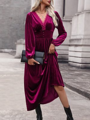 Velvet Knitted Dress for Autumn/Winter