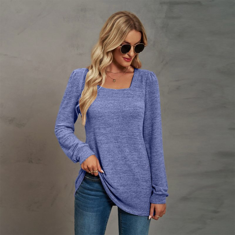 Autumn Winter Off Shoulder Solid Color Knitwear Top - Image 3