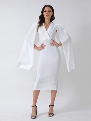 V-neck Slim Fit Long Sleeve Dress