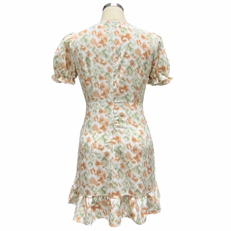 Printed V-Neck Dress: Feminine Flounce Touch - Image 5