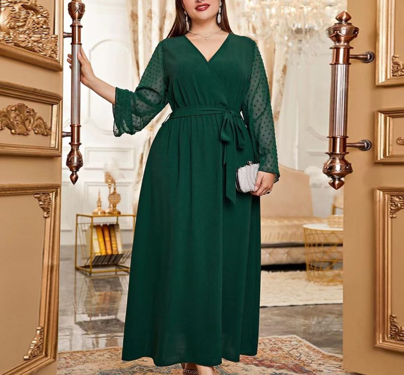 Polka Dot Plus Size High Waist Printed Dress for Women - Image 2