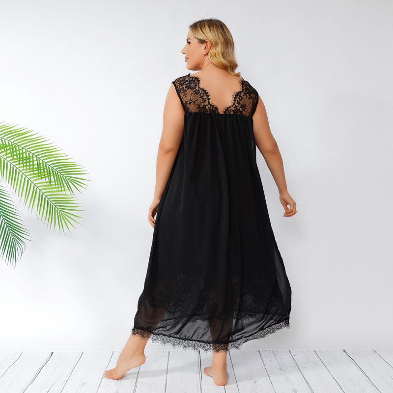 Plus Size Lace Sleeveless Nightdress - Image 5