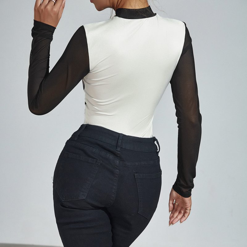 Autumn 3D Printed Contrast Long Sleeve Jumpsuit - Image 4