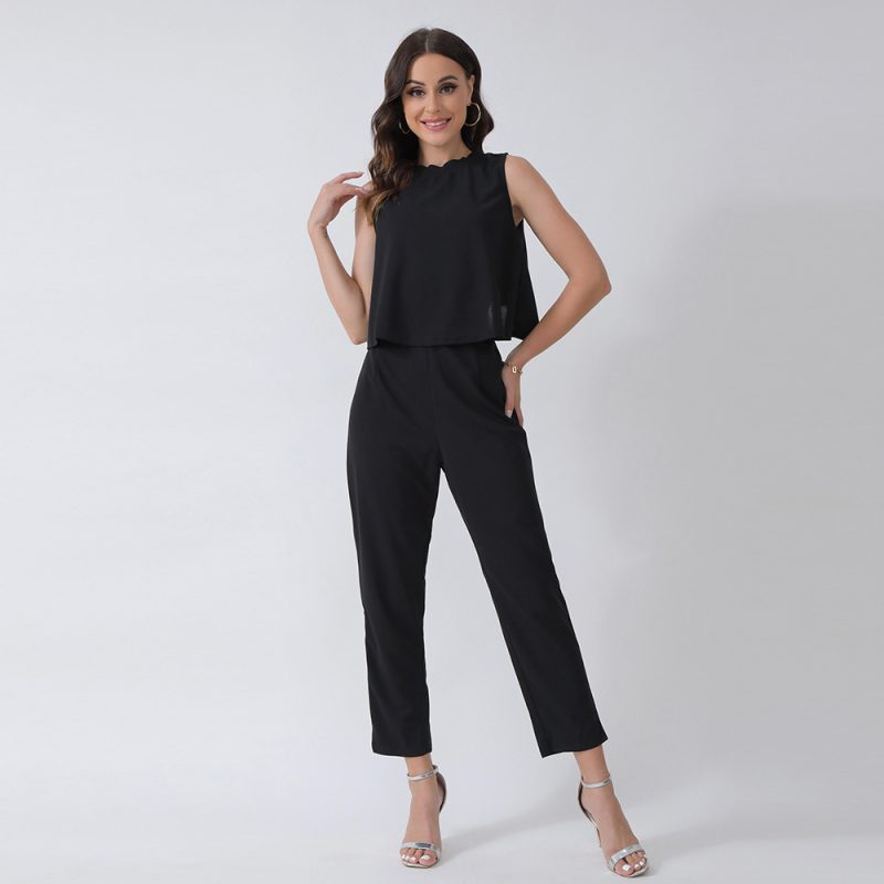 Women Sleeveless Backless Button Set - Image 2