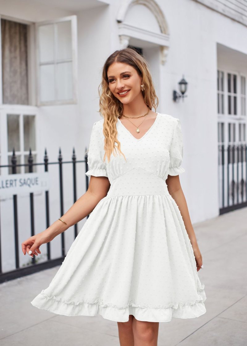 Elegant Jacquard V-Neck Dress: Perfect for Summer - Image 3