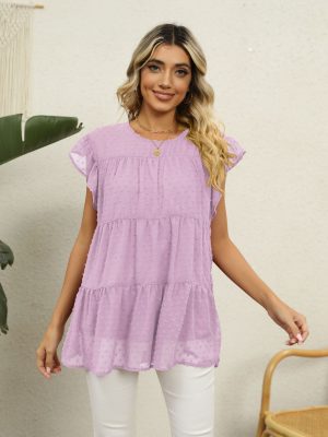 Comfortable Jacquard Loose Short-Sleeved Top