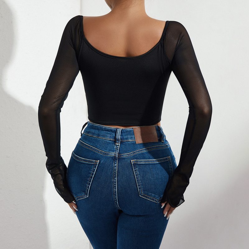 Fashion Fall Hollow Out Long Sleeve Top - Image 4