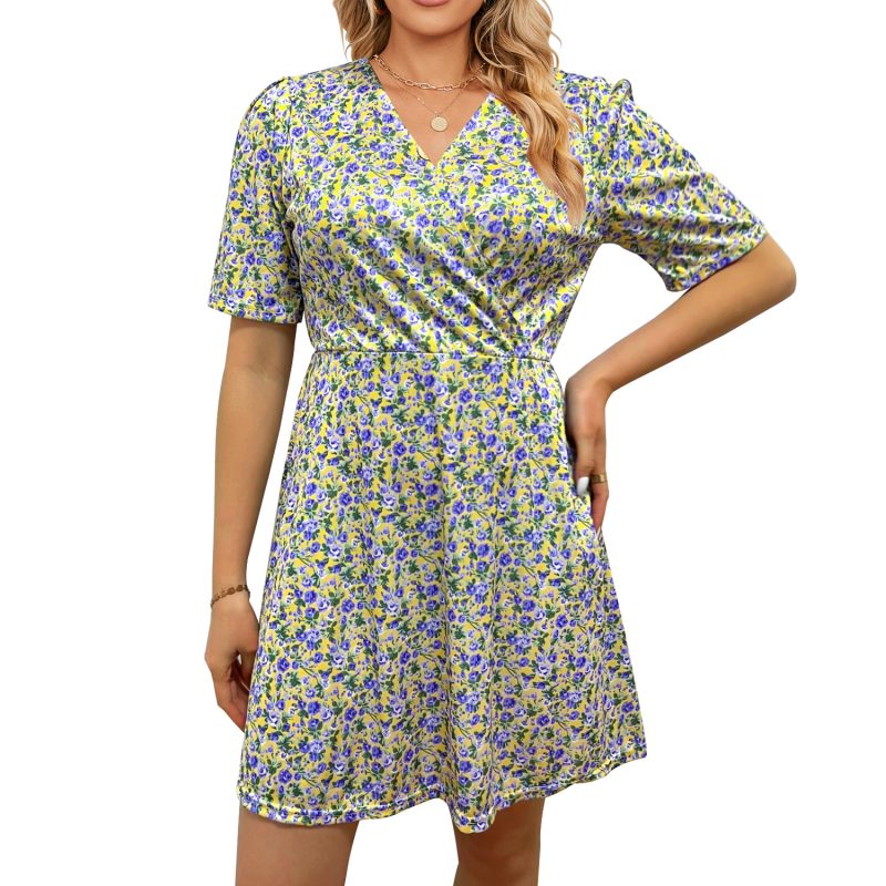 A-Line Lace-Up Printed Dress: Chic V-Neck - Image 2
