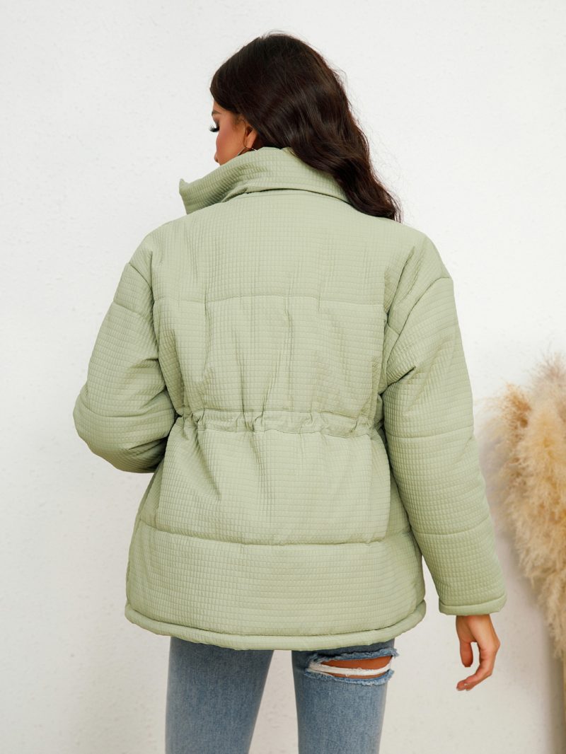Winter Loose Corduroy Cotton Coat with Collar and Drawstring - Image 2