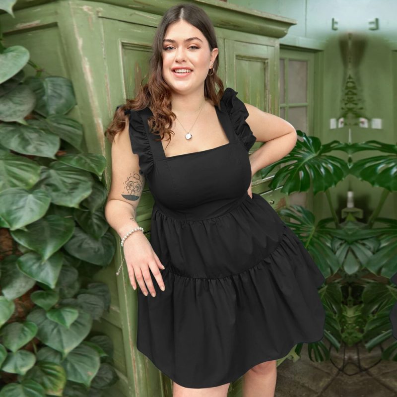 Plus Size Spring Summer Tiered Sleeveless Dress - Image 3