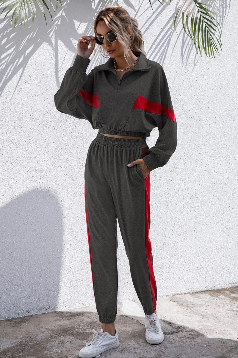 Hooded Patchwork Sweater Outfit - Women's Autumn/Winter - Image 4