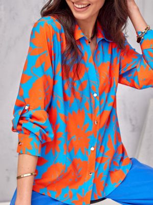 Elegant Printed Long Sleeve Cardigan Shirt for Spring and Autumn