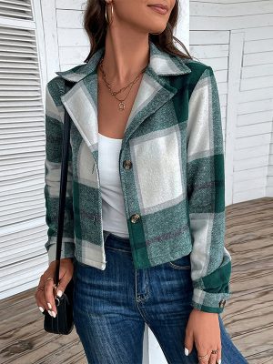 Retro Lapel Plaid Cardigan Coat