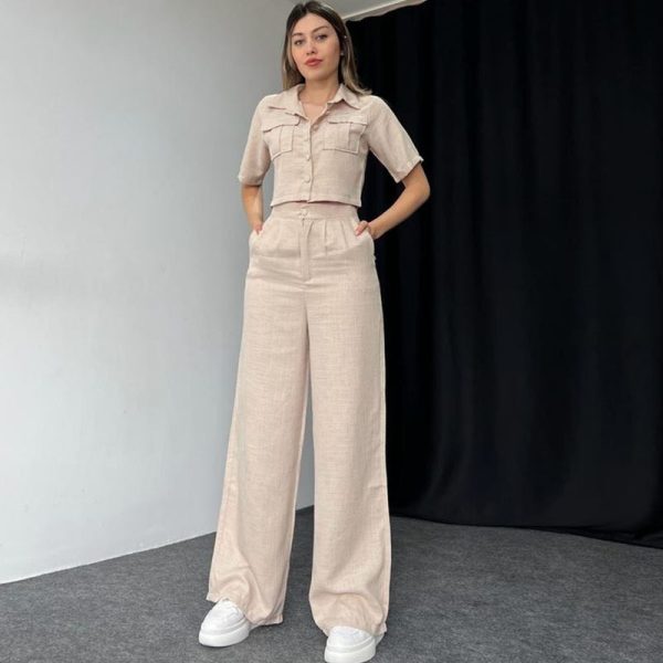 Summer Women's Short-Sleeved Shirt and Trousers Two-Piece Set - Image 4