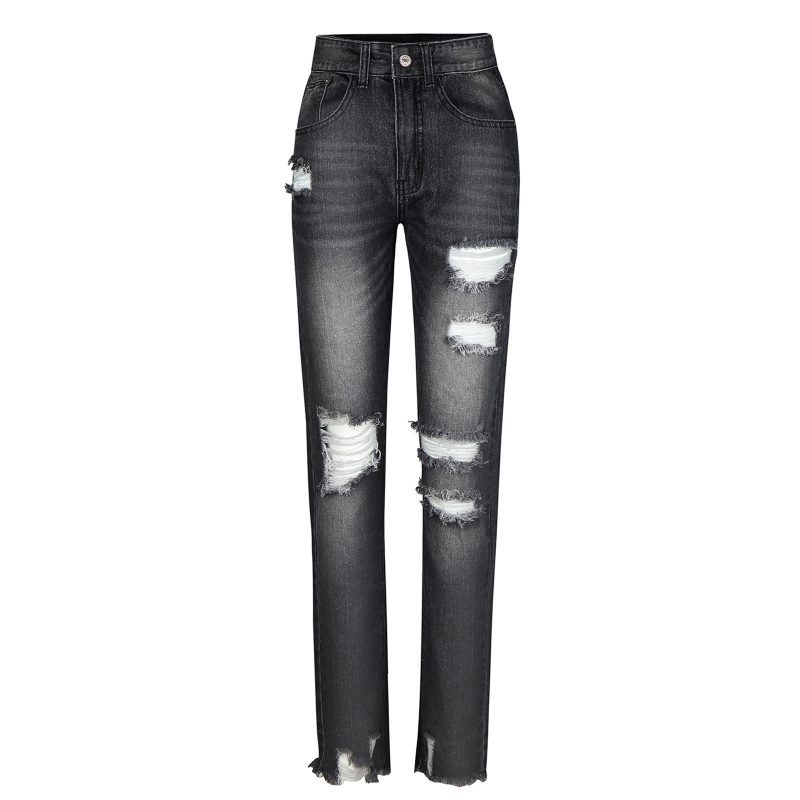 Slim Fit Frayed Ankle Jeans for Women - Image 5