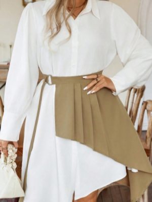 Plus Size Two-Piece Shirt Dress Set